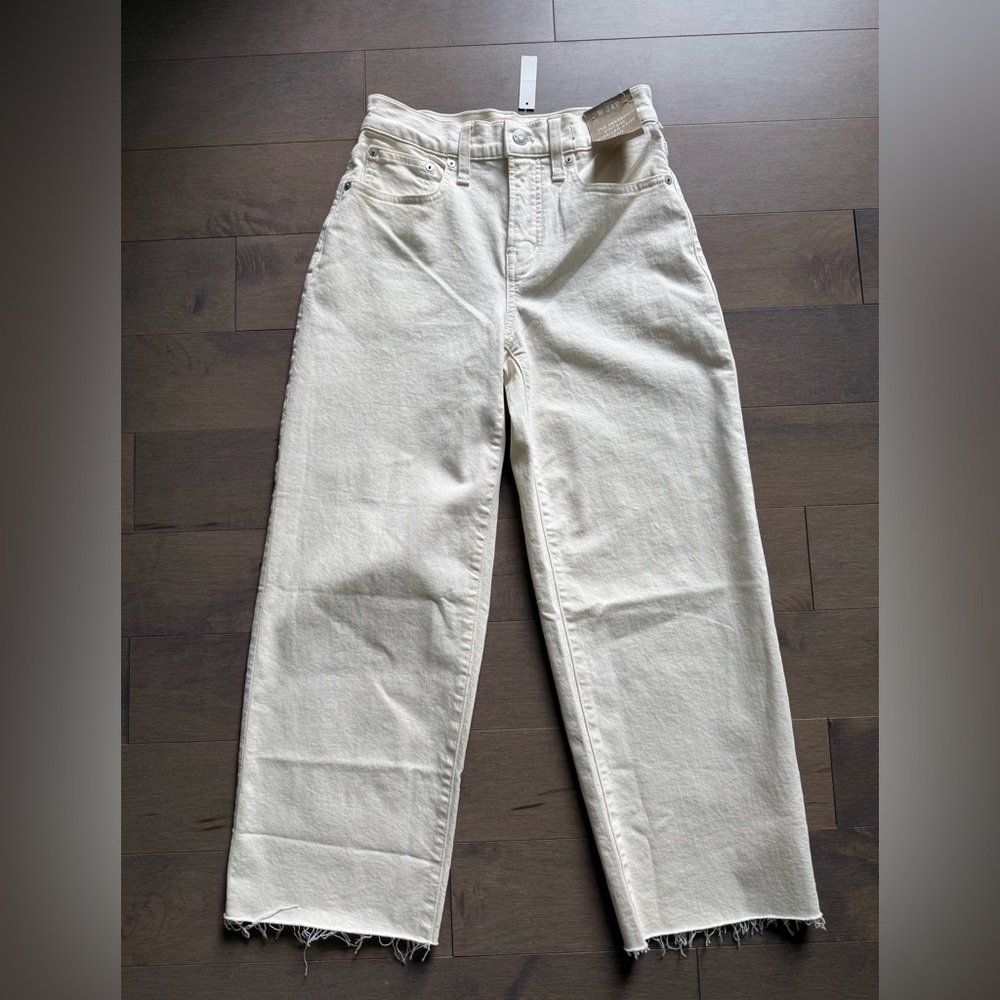 NWT Madewell The Perfect Vintage Wide Leg Crop Jean White Size 24 Petite